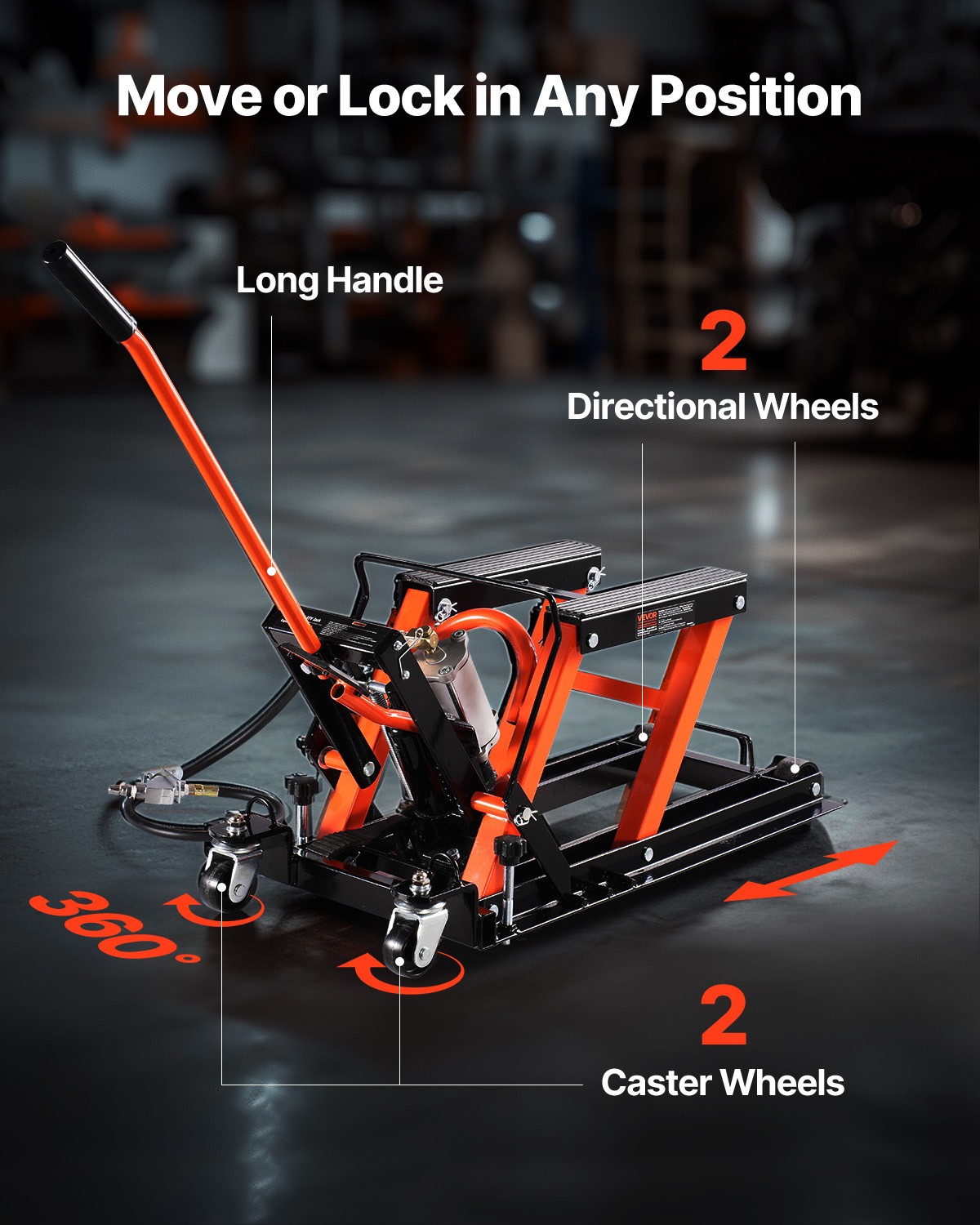 VEVOR 1500lbs Hydraulic & Pneumatic Motorcycle Jack Lift Hoist Stand Bike