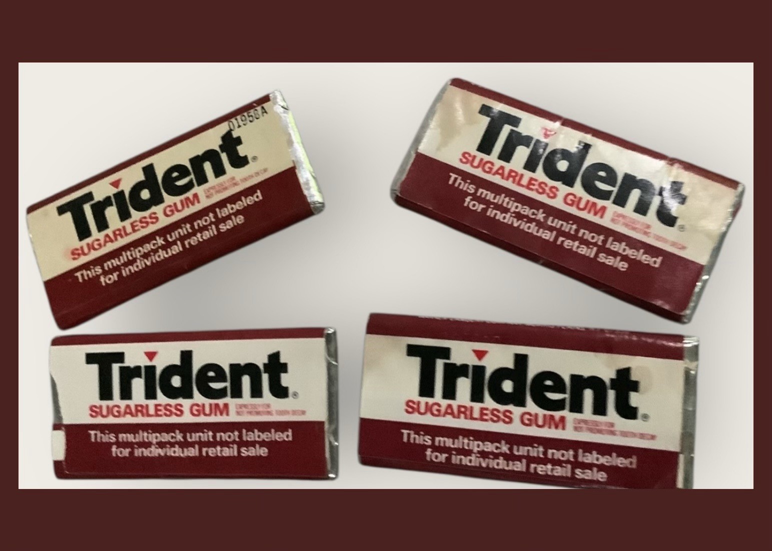 Vtg 1980’s TRIDENT Cinnamon Chewing Gum FOUR Packs NOS Unopened Advertising