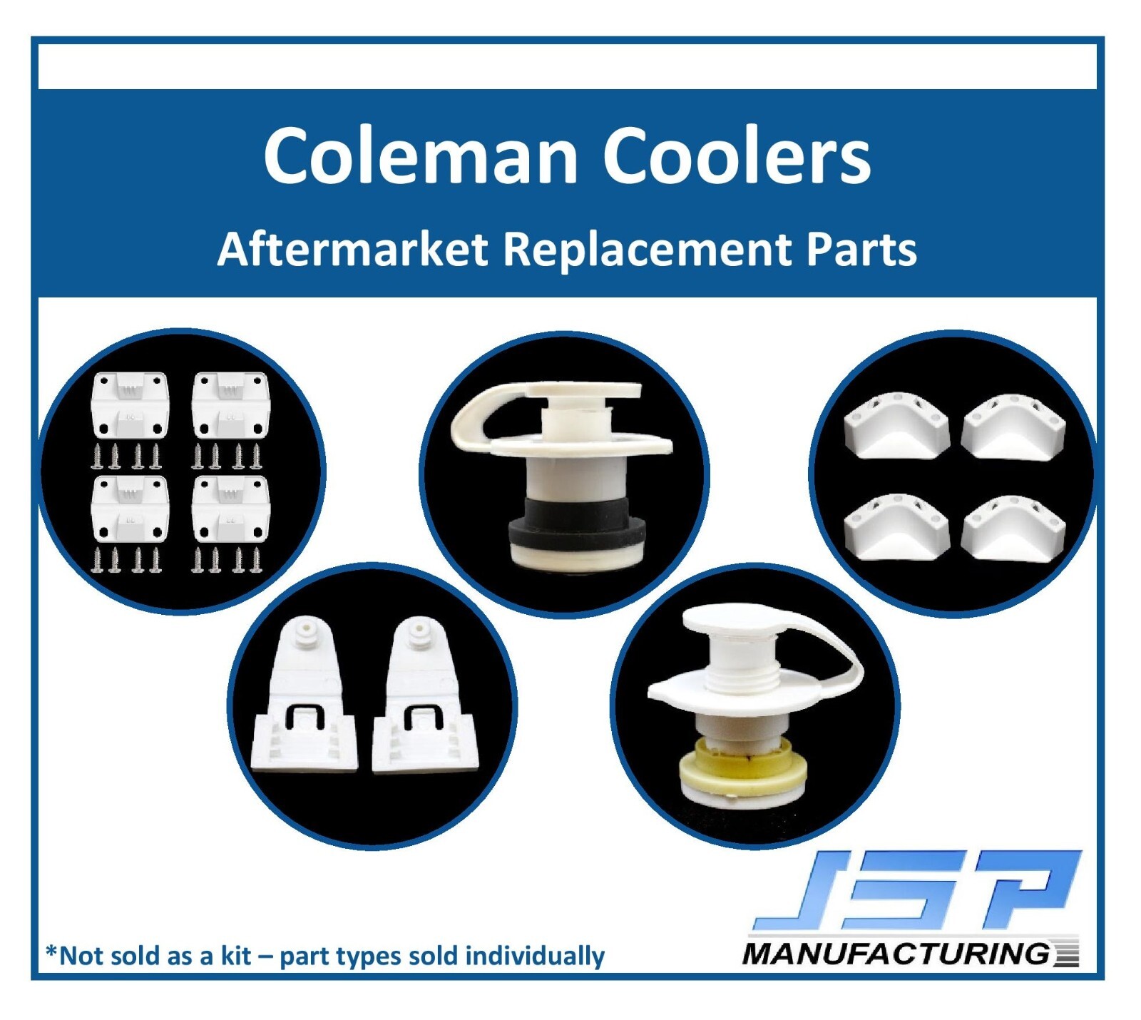 Coleman Cooler Aftermarket Replacement Parts Hinges, 1" or 1.5" Drain Plugs