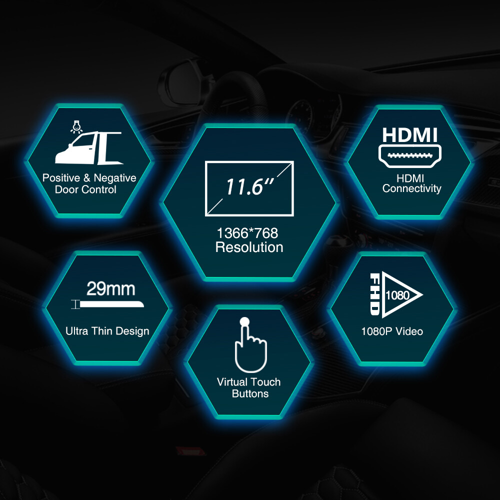 11.6" Screen Car Roof Overhead Celling Flip Down Monitor Video Player HDMI USB