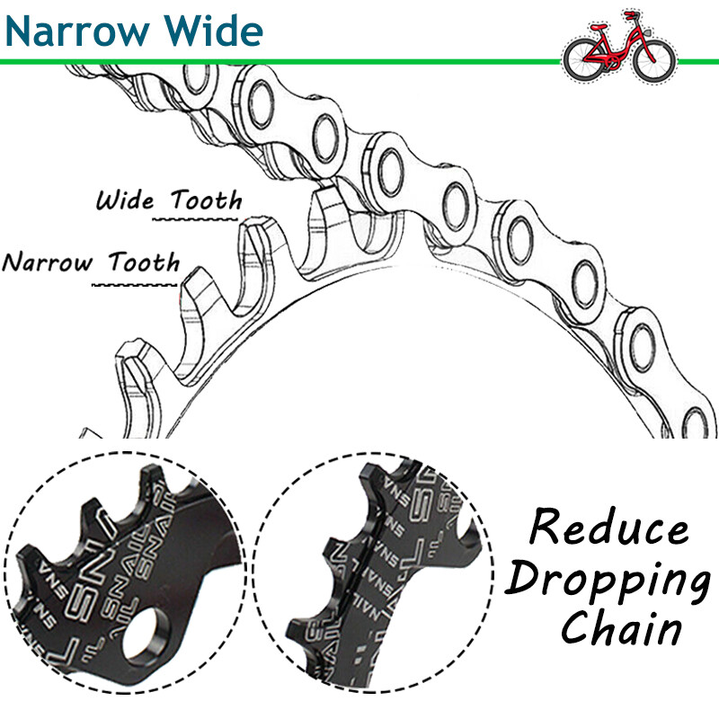 SNAIL 30-52T 104BCD Narrow Wide MTB Bike Chain Ring Single Chainwheels Crankset