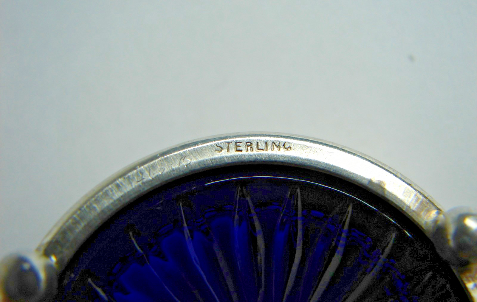 2 Antique Sterling Silver Salt Cellars with Cobalt Glass Liner & Salt Spoons