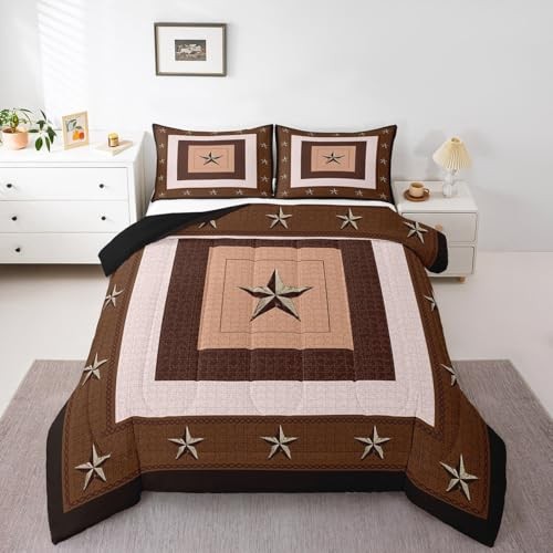 Western Decor Comforter Set Size Western Texas Star Print King Beige Brown