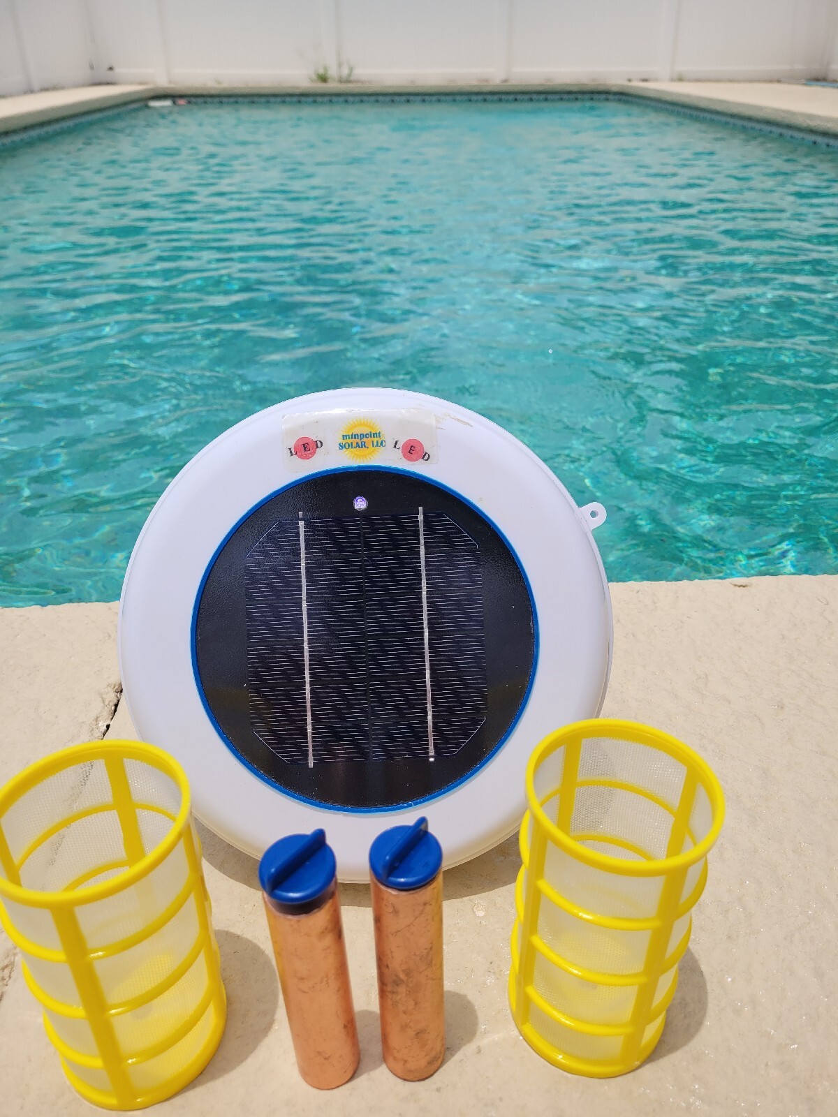 Solar Pool Ionizer LED Two 16 oz. Anodes 4 x Weight of Leading Competitor
