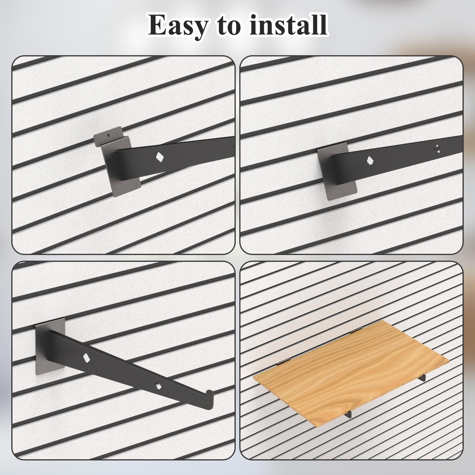 12 Pcs 12 Black Slatwall Shelf Bracket, Metal, Heavy Duty, Slat Wall, Garage