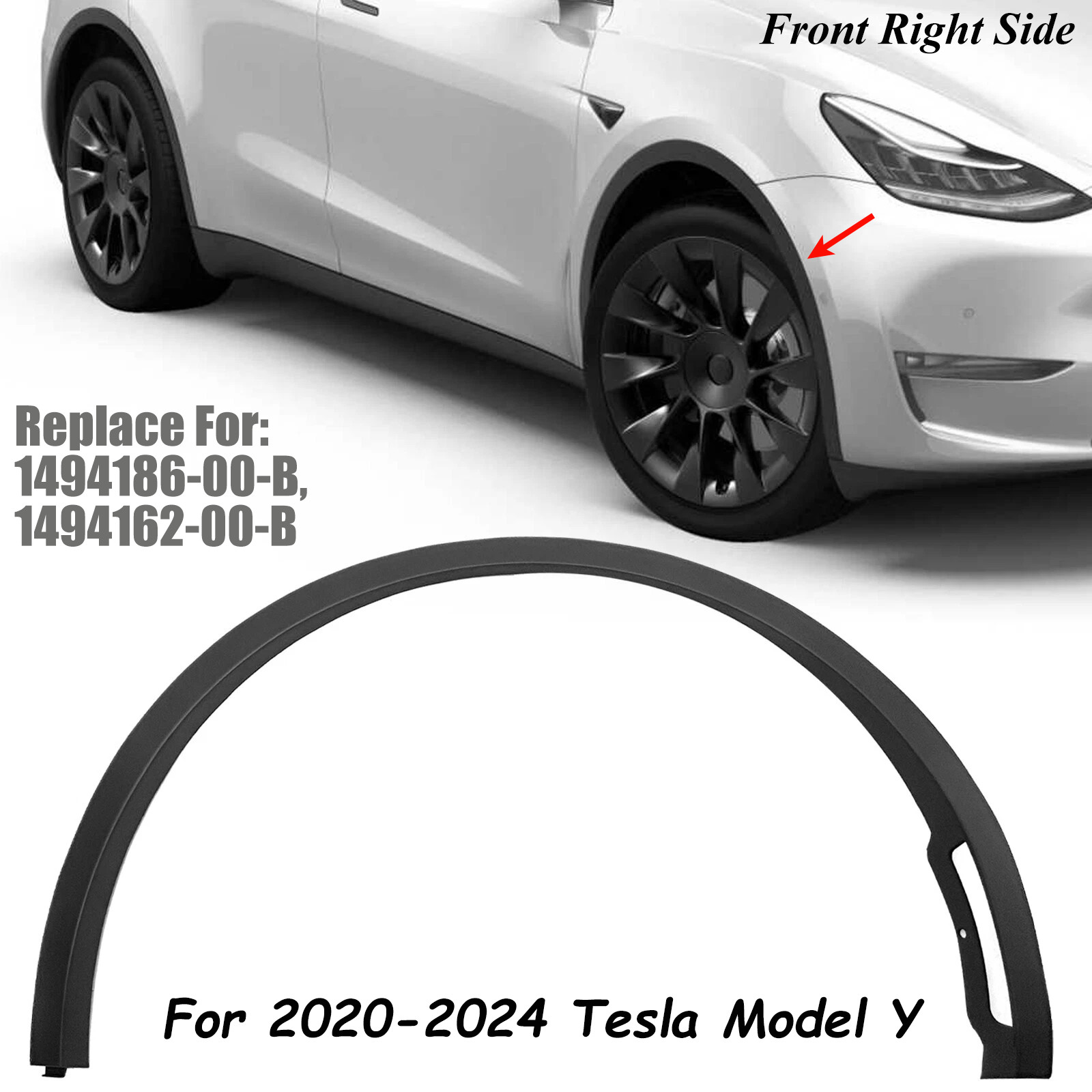 For Tesla Model Y 2020-2024 Front Fender Flare Wheel Arch Molding Right Side