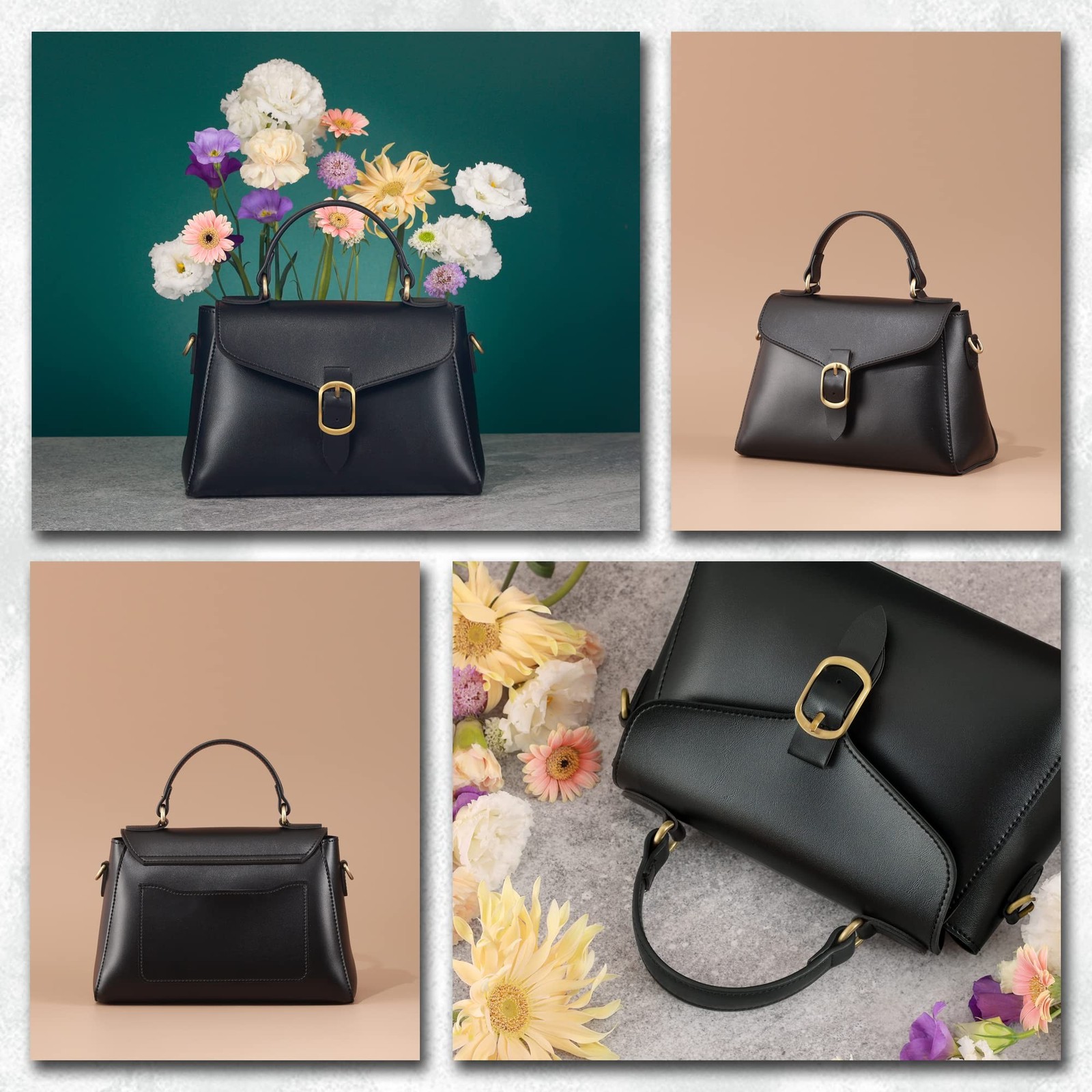 Vintage Vegan Leather Flap Top Handle Bag For Women Retro Satchel Casual Purs...