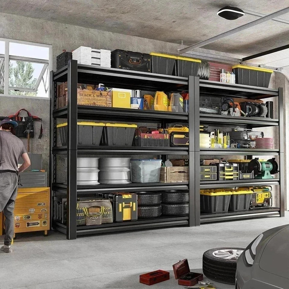 72" H Garage Shelving Heavy Duty 3000 LBS 5 Tier Storage Shelves Adjustable M...