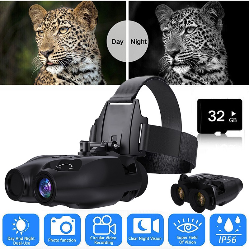 Head-Mounted 1080p Night Vision Goggles Rechargeable Hands 5X Digital Zoom