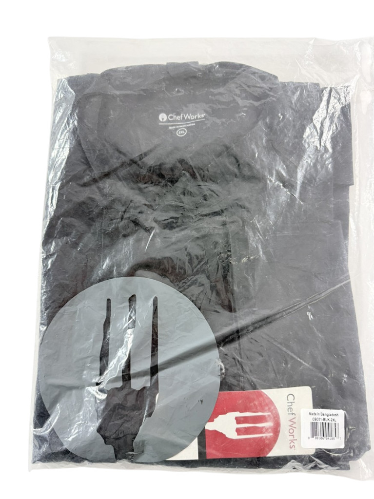 Chef Works NEW Black Bowden Long Sleeve Mens 2XL Chef Coat CBC01 Double Breasted