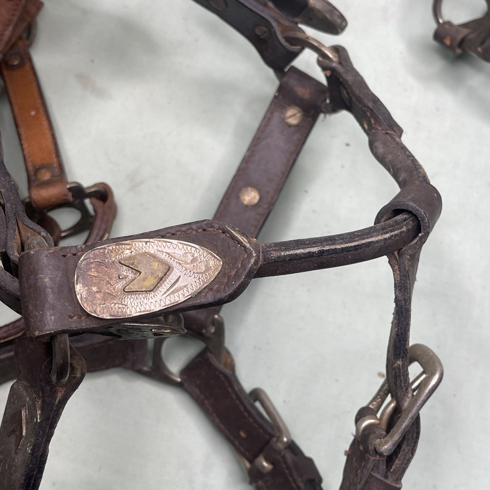 Vintage Western Silver Overlay Headstalls Lot 4 Engraved Horse Bridles Tack
