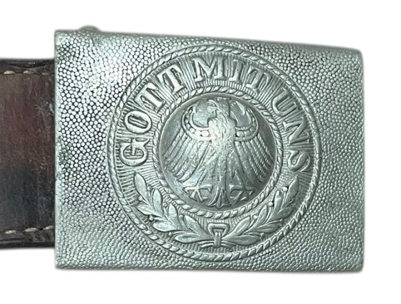 Antique 1935 German Weimar Republic Belt Buckle Gott Mit Uns Eagle w Belt Piece