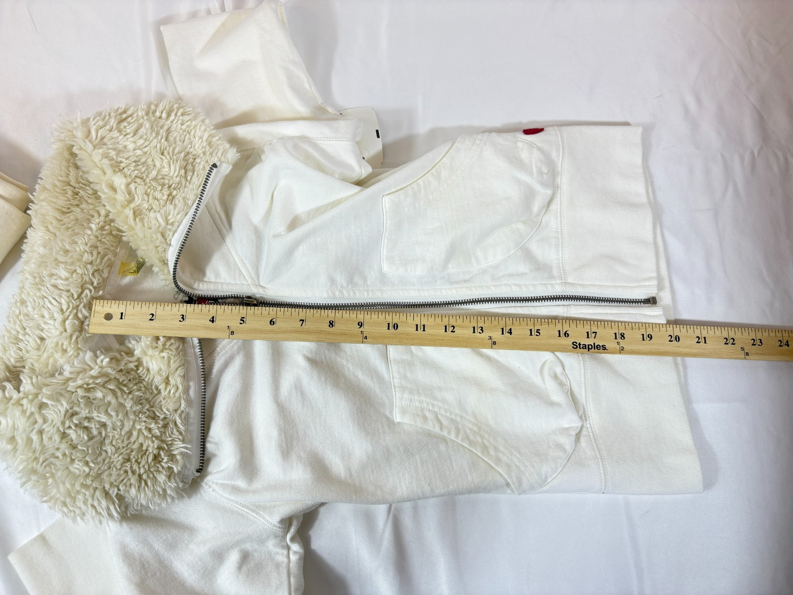 TWISTED HEART BEADED HEART Embroidered Zip Up Faux Fur Trim Hoodie Sz XS NWT