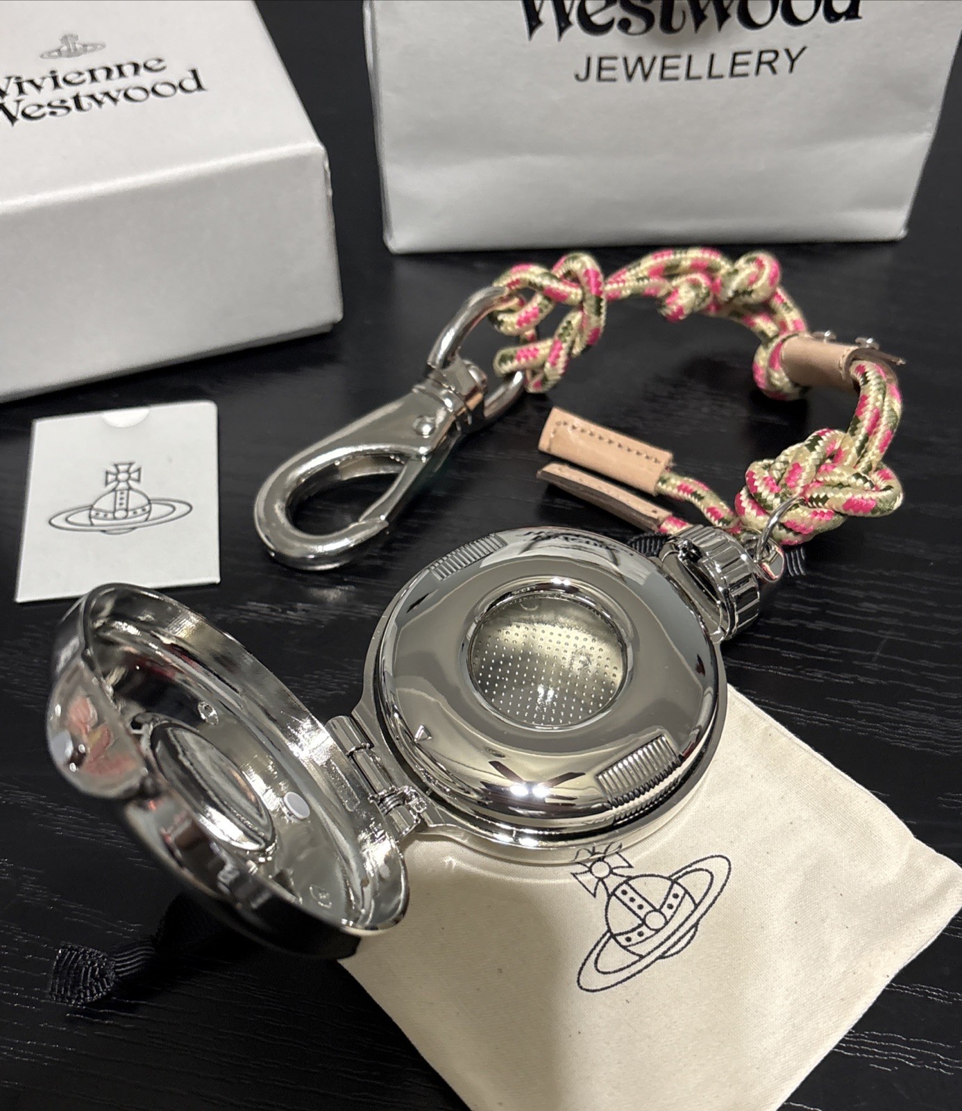 Vivienne Westwood ORB Portable Ashtray Silver Mixed-color Paracord New With Box