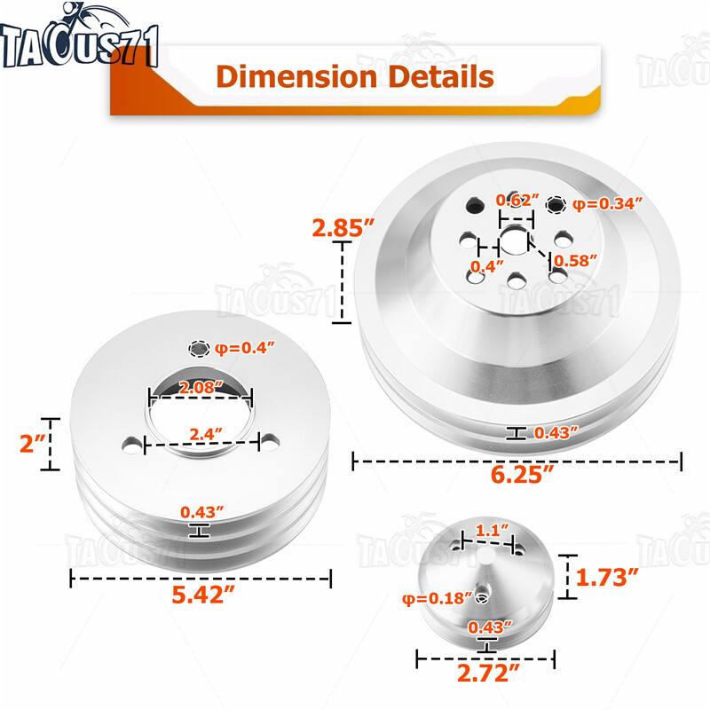 Pulley Kit For Big Block Chevy Short Water Pump 396 427 454 w/Alternator Bracket