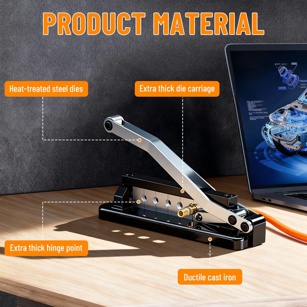 H8-KIT1 Heavy Duty Bench Hose Ferrule Crimper Crimping Tool 5 Dies W100 Ferrule