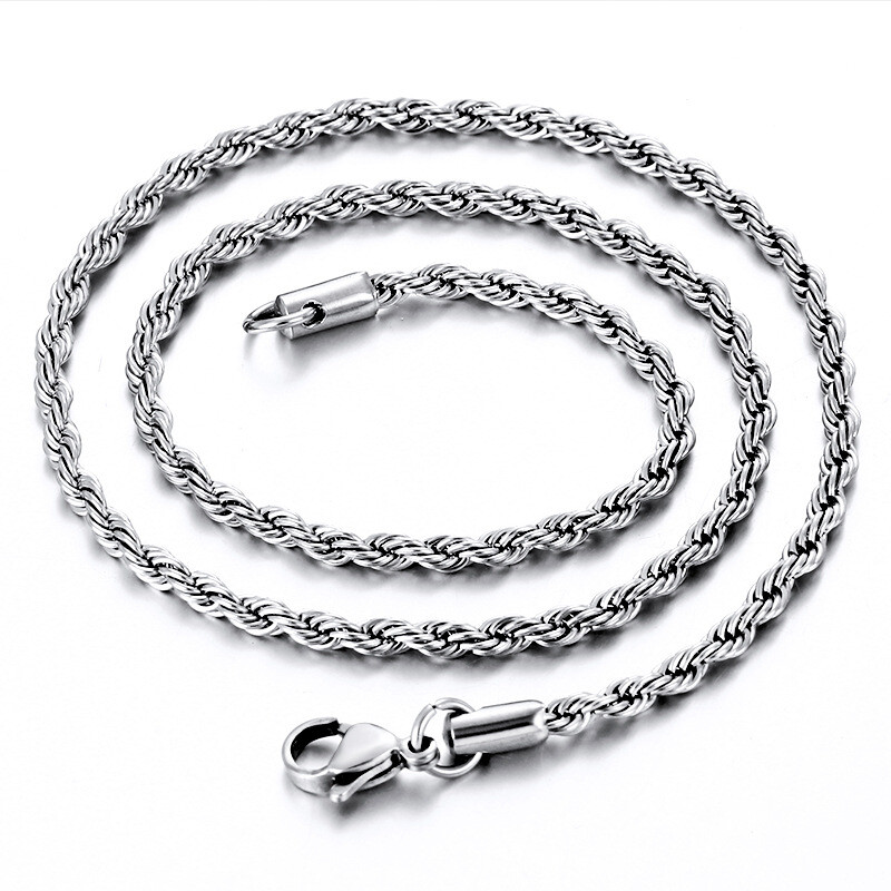 2/2.5/3/4/5/6/7mm 316L Stainless Steel Women Men Rope Chains Necklaces 18-32''