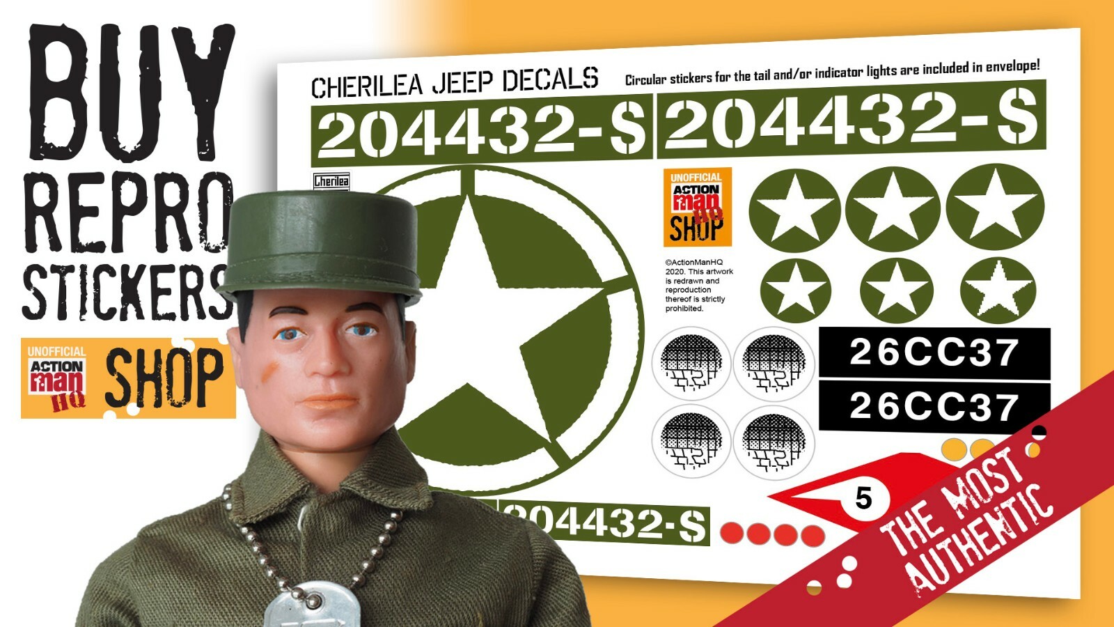 (Action Man) Cherilea Jeep Stickers