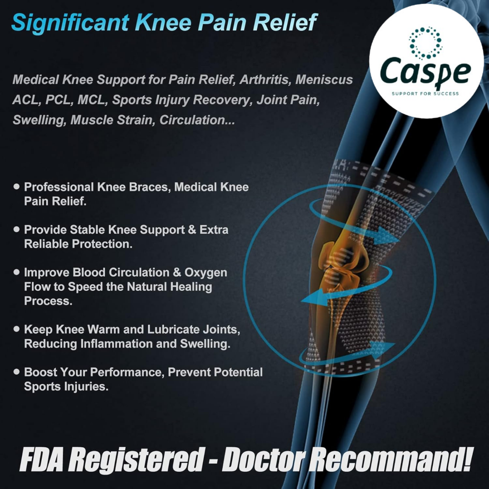 Knee Brace Adjustable Compression Support for Sport Joint Pain Arthritis Relief