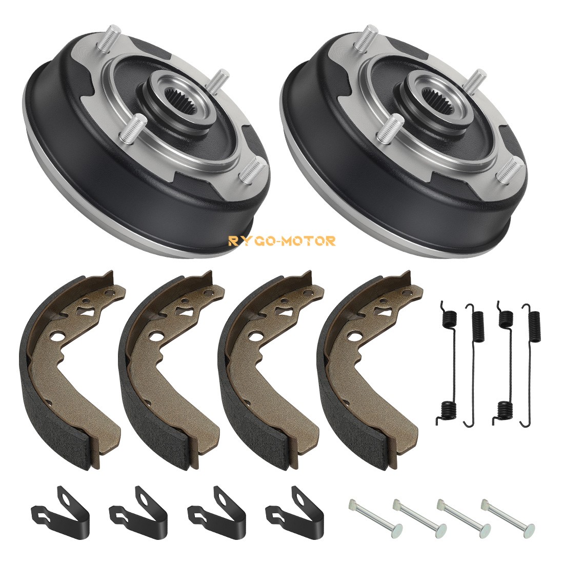 Rear Wheel Brake Drum & Brake Shoes 2SET for Kawasaki Mule 550 KAF300C 1997-2004