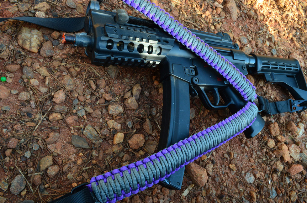 Tactical 550 Paracord Rifle Gun Sling Single Point Quick Detach PURPLE GRAY