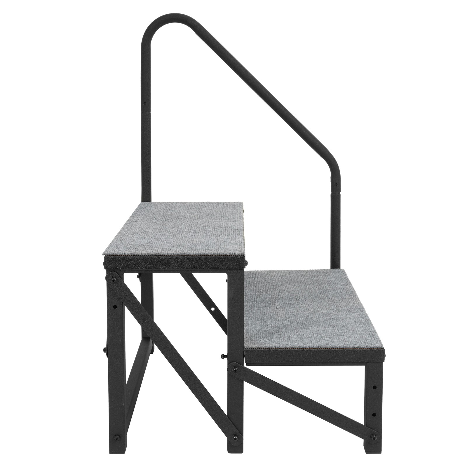 2 Steps Ladder RV Step w/Handrail For Trailer Travel Camper Mobile Home Stairs