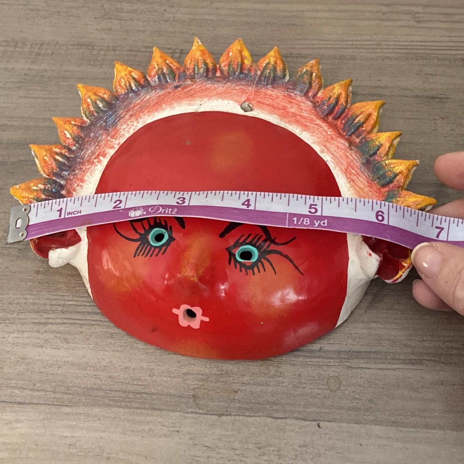 Mexican Coconut Folk Art Mask Anthropomorphic Fruit Tomato? Vintage