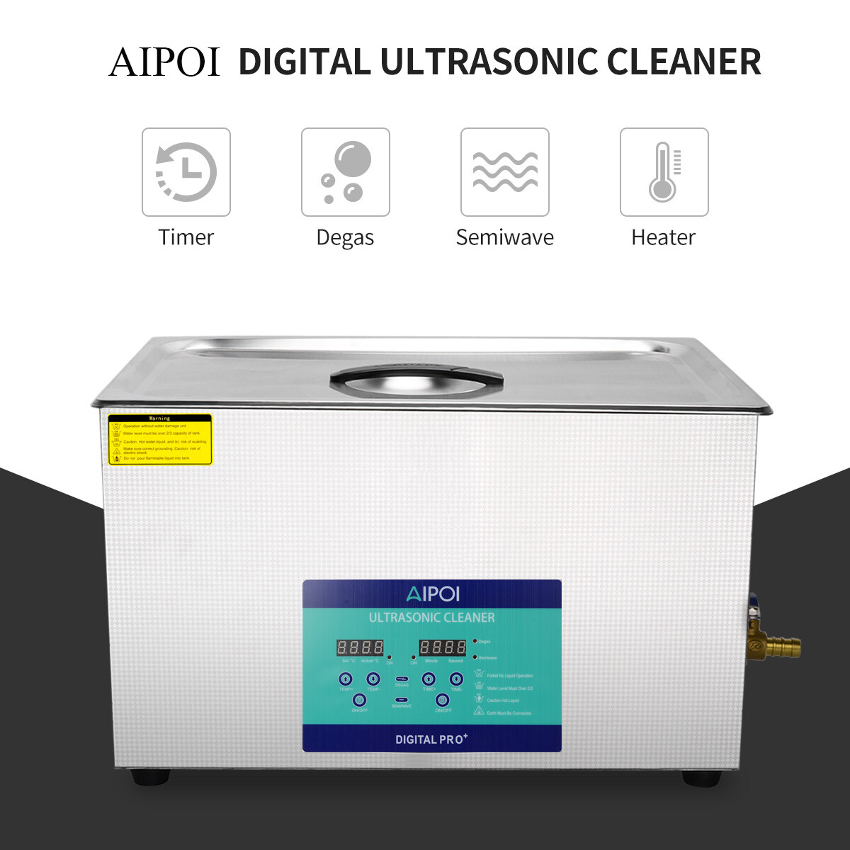 0.8L-30L Ultrasonic Cleaner Stainless Steel Industry Heated Heater w/Timer