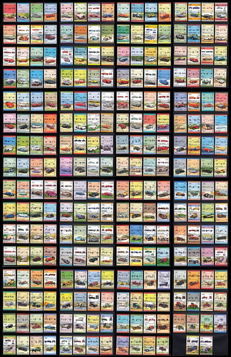 500 DIFFERENT CARS Auto 100 Leaders of the World MNH Mint Car Stamp Collection