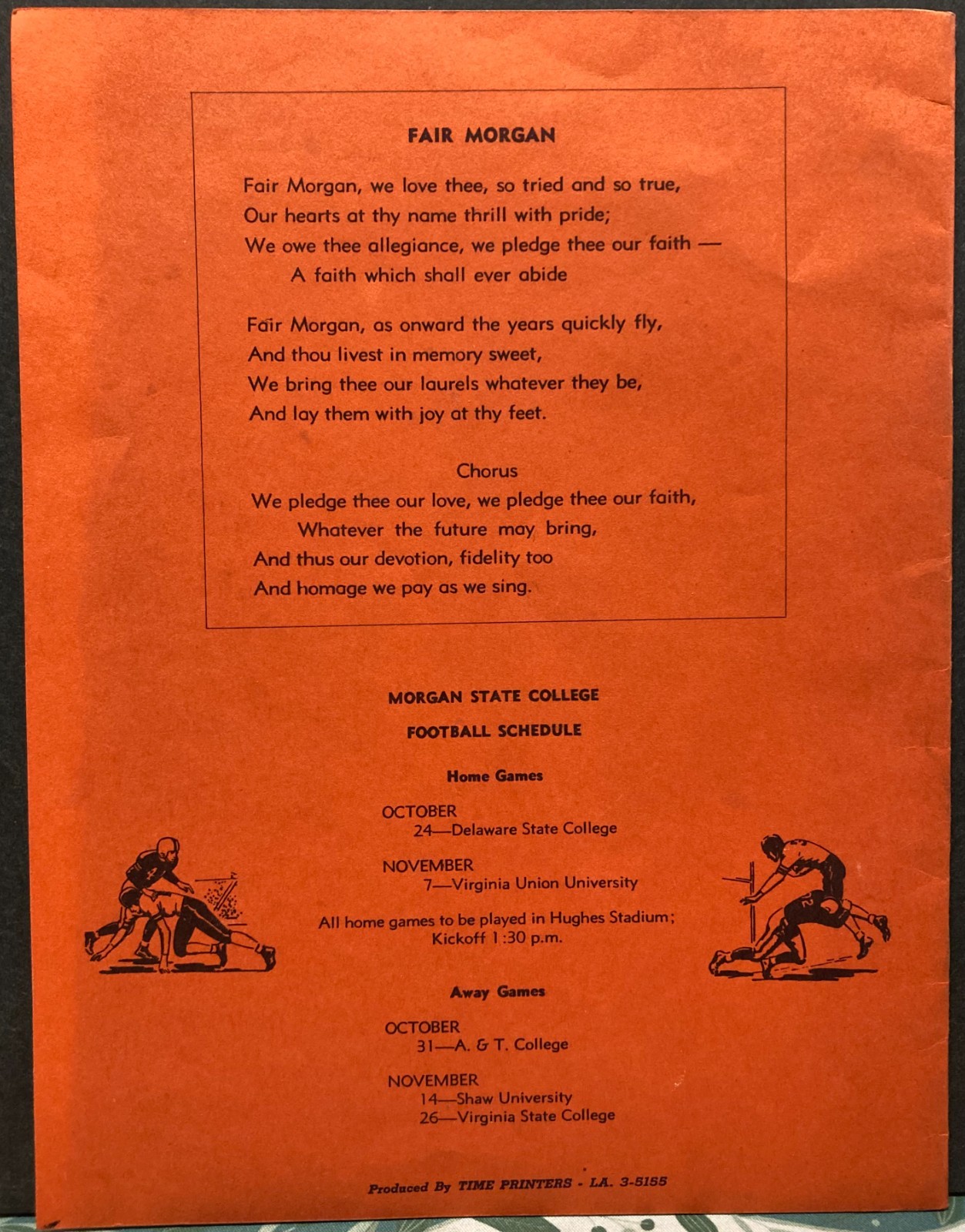Vintage Black College Football 1964 Homecoming Program~Howard U. vs Morgan State