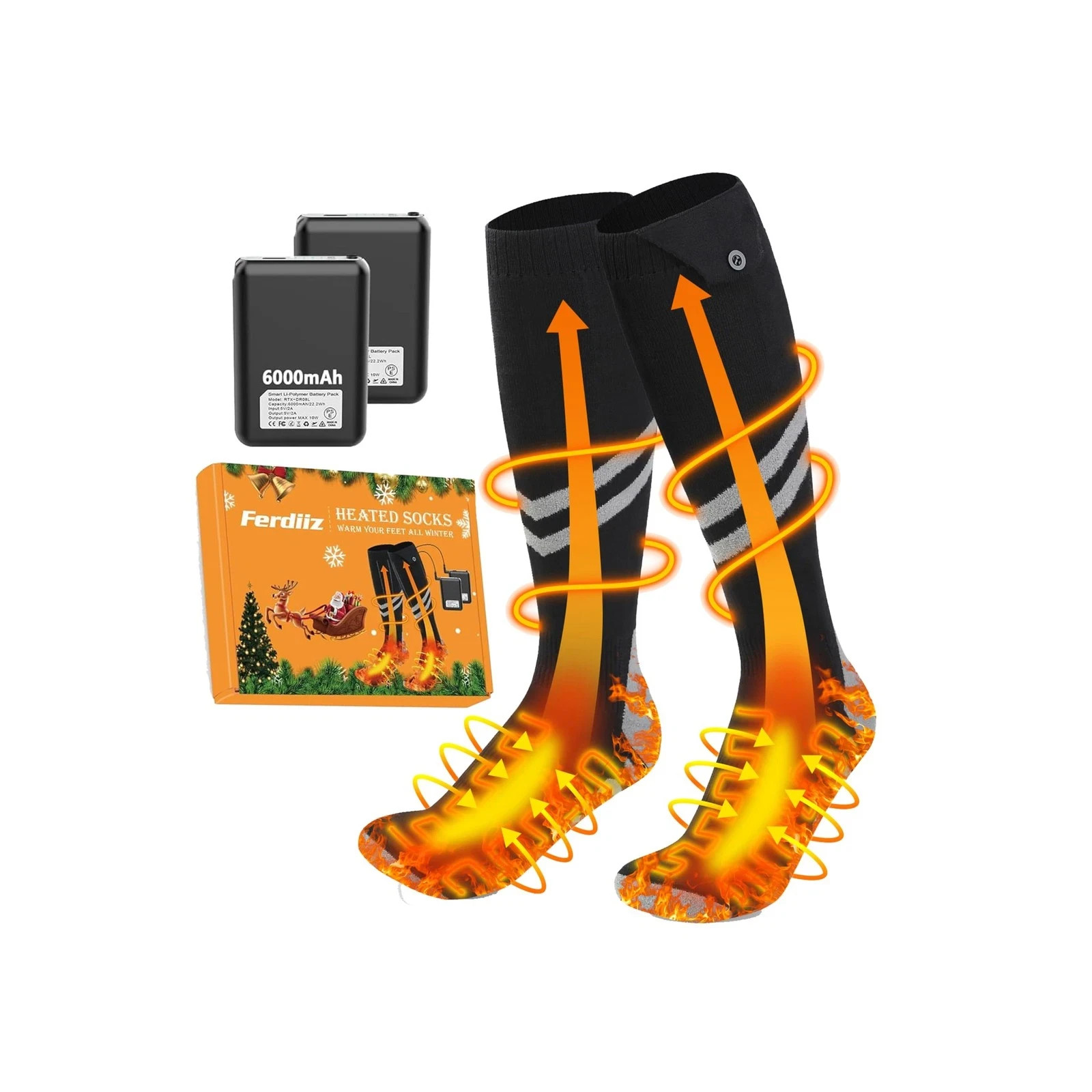 HEATED SOCKS 6000mAh RECHARGEABLE - 4 MODES INDOOR OUTDOOR SPORTS WARMERS