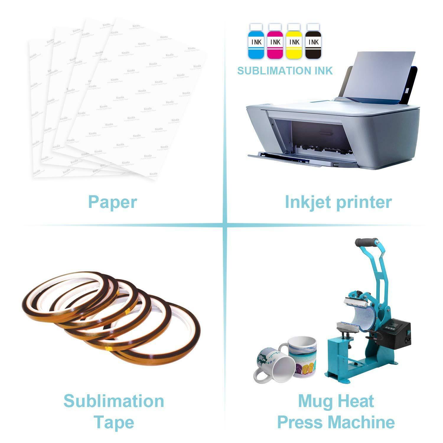 A-SUB Mug Sublimation Paper 4X9.5 100 Sheets 125g Inkjet Heat Transfer Tumblers