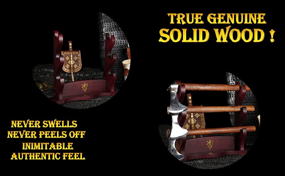 3 Tier Wooden Sword Stand Samurai Katana Rack Bracket Holder Table Mount Display