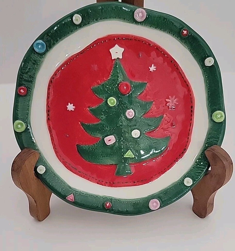 Dept 56 Ceramic Cookie Plate For Santa Christmas Tree Decor