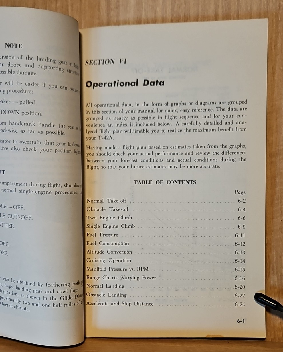 Army Model T-42A Aircraft Operator's Manual Beech B55B 1965