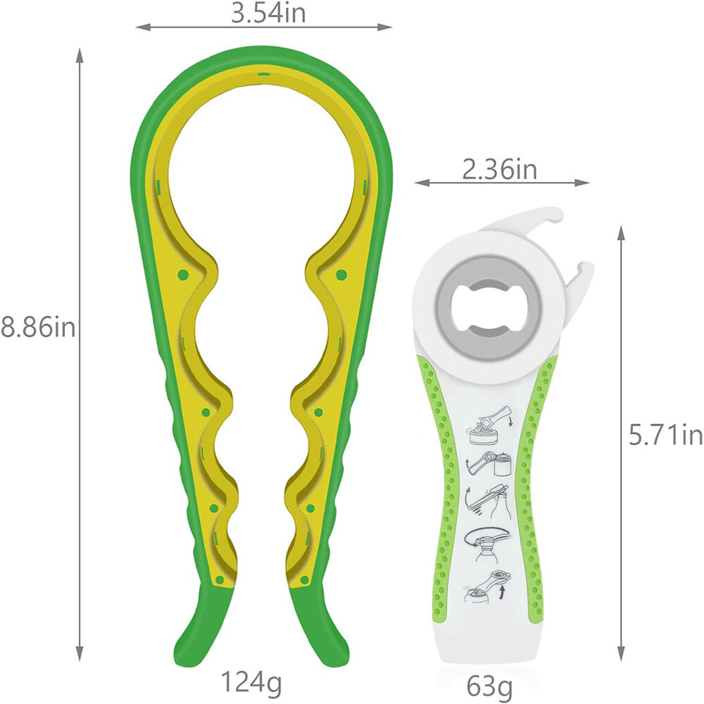 2 pcs Jar Opener Tool Multi Function 6 in 1 Easy to Use Jar Can Bottle Opener