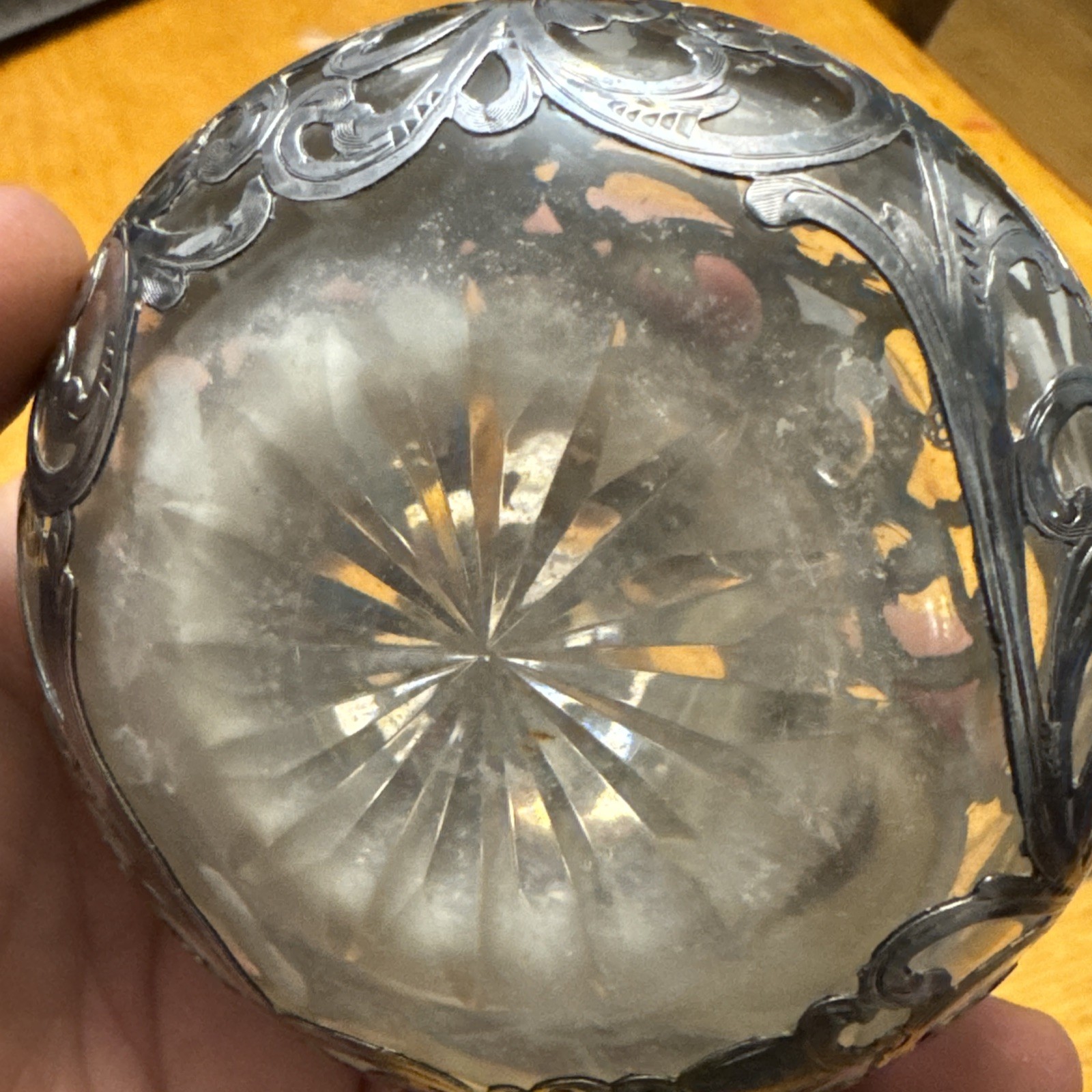 Antique Silver 999 100g Overlay Crystal Decanter /Webster Sterling Tray Unique!