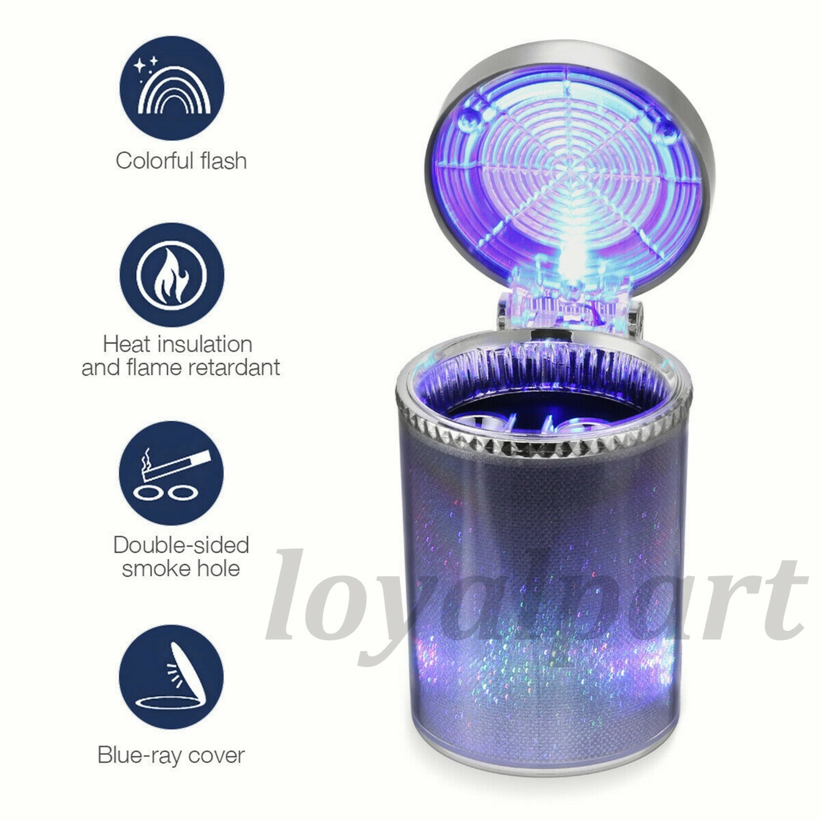 Car Ashtrays LED Light Multi-Function Portable Ashtray Colorful with Air Vent US