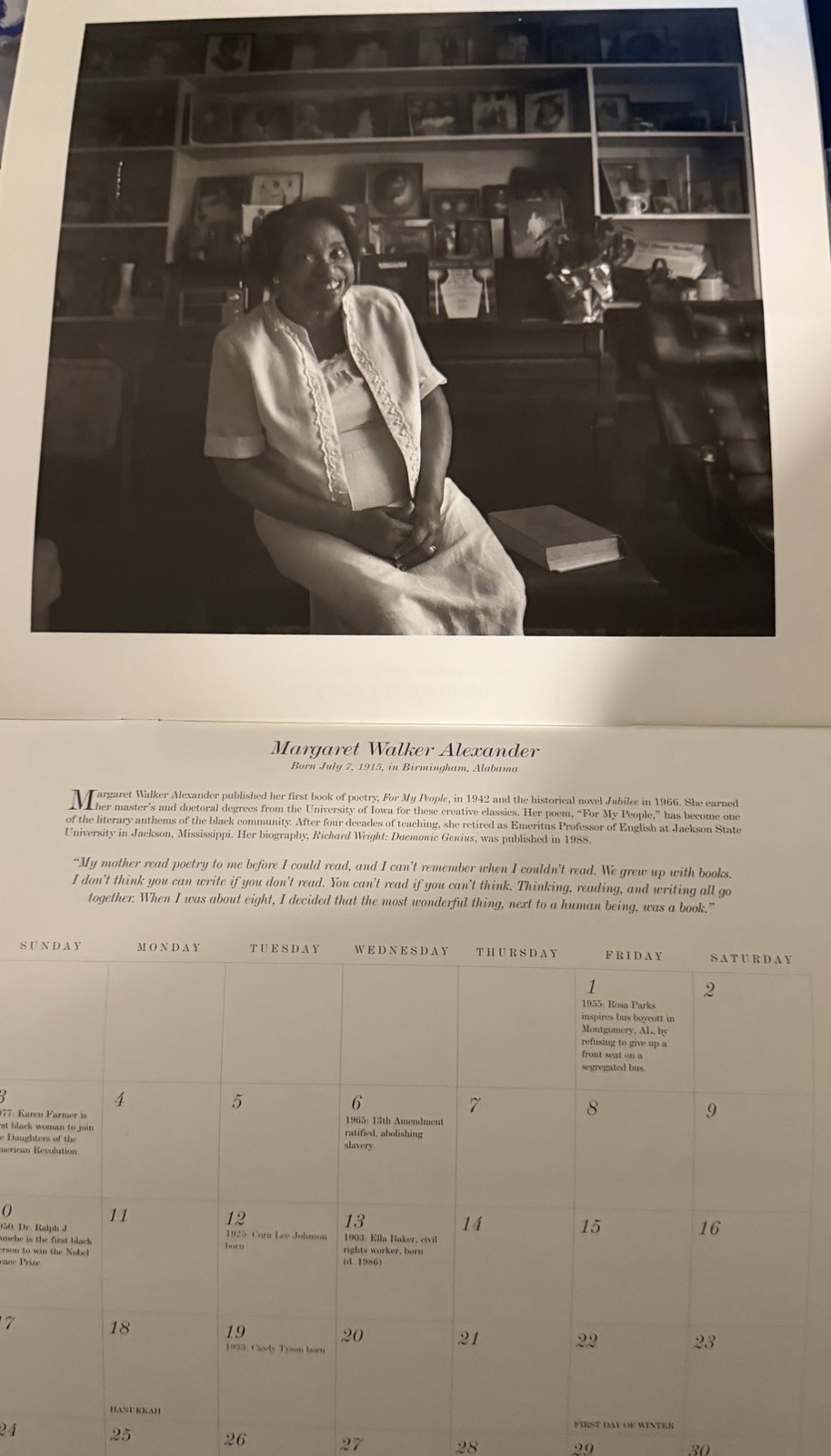 Vtg 1993 Frameable Calendar I Dream A World Alice Walker, Author On Cover