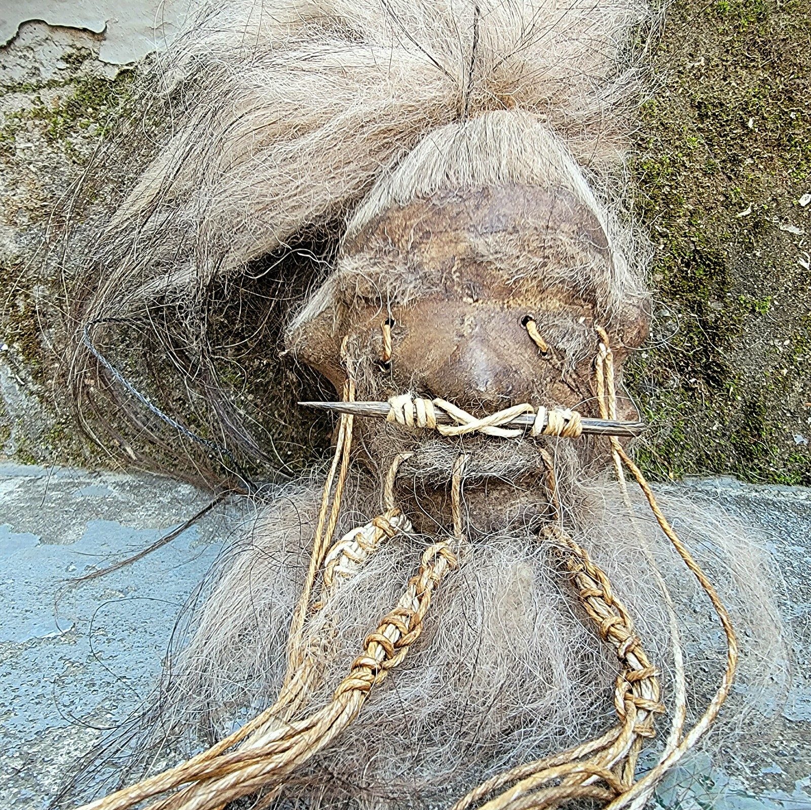 Shrunken Head, Oddities Curiosities, Real Leather and Hair, Medium, Lama alpaca