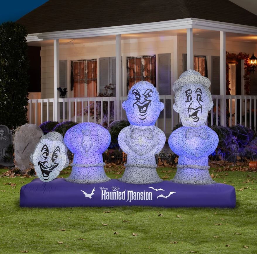 8 Ft MUSICAL HAUNTED MANSION BUSTS Airblown Yard Inflatable LIGHT SHOW