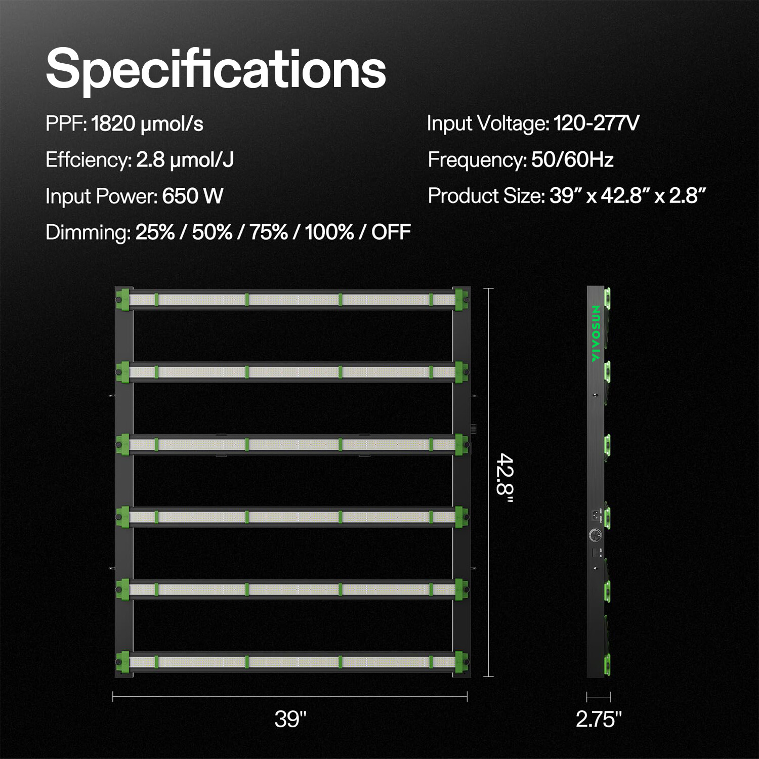 VIVOSUN 5x5FT Smart Grow Tent Kit & 650W LED Grow Light & G6 Ventilation E42A+