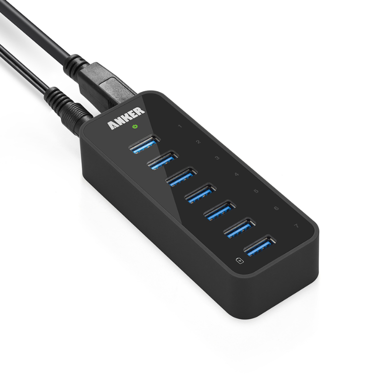 Anker 7-Port USB 3.0 Data Hub w/ 36W Power Adapter BC 1.2 Charging Port Splitter