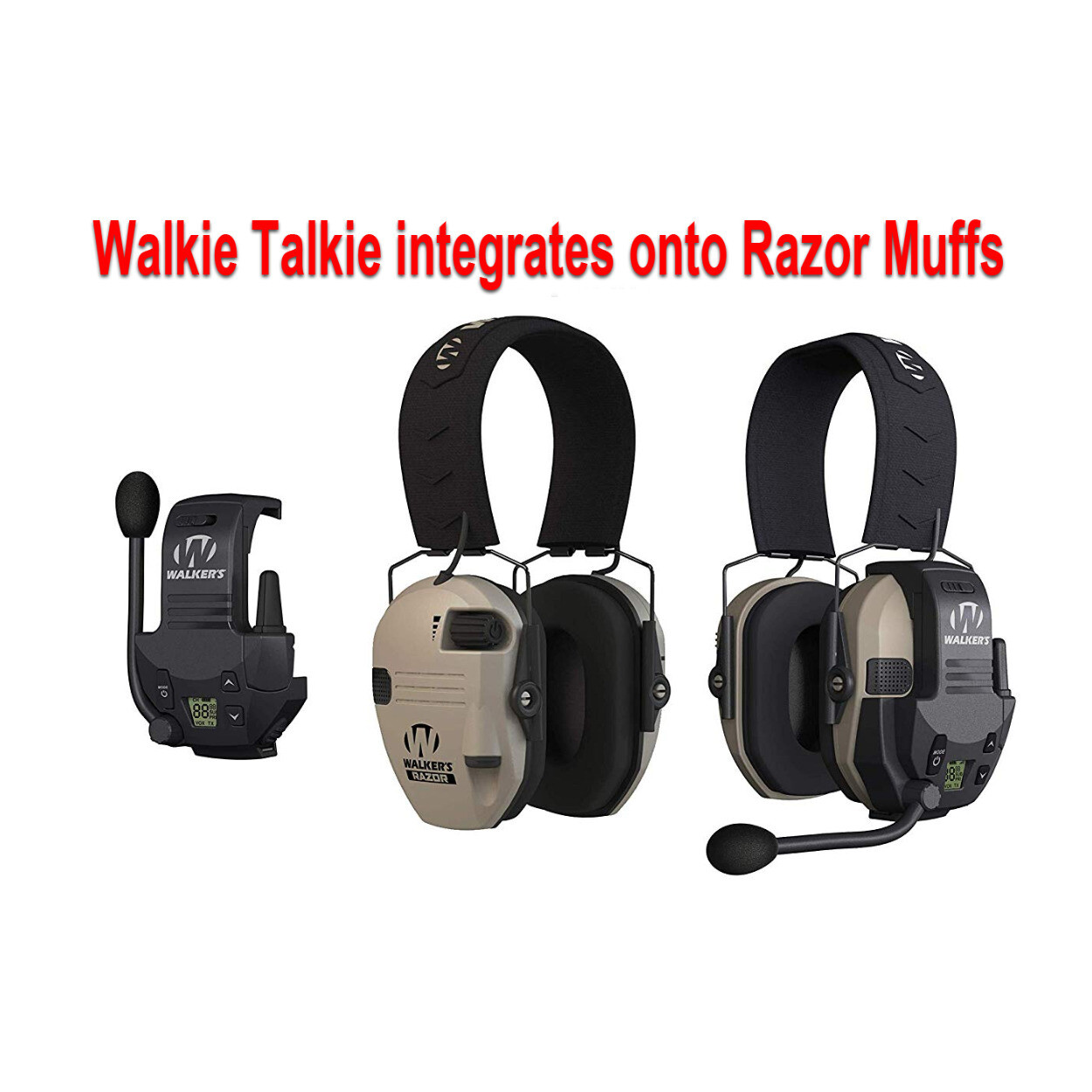 Walker's Tactical Hunting Walkie Talkie Integrates with Razor Muffs 2 Mile Range