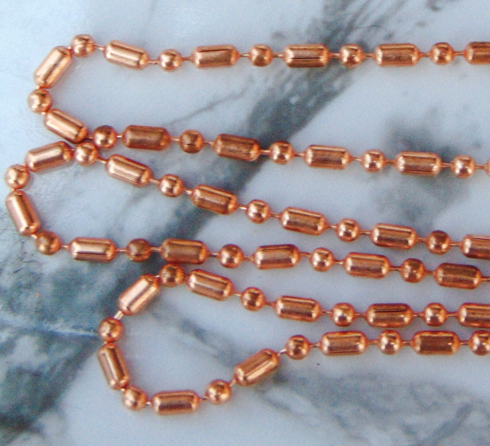 Pure COPPER Ball Chain Bar + Ball Bead~ 2.4mm w/ or w/o Connectors Made in USA