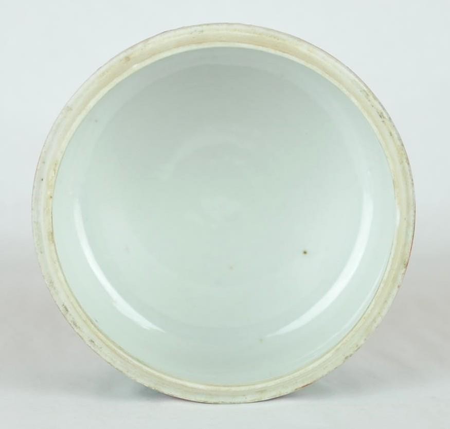 ANTIQUE CHINESE ROSE MEDALLION LIDDED JAR - 2 1/2" ROSE MEDALLION LIDDED JAR