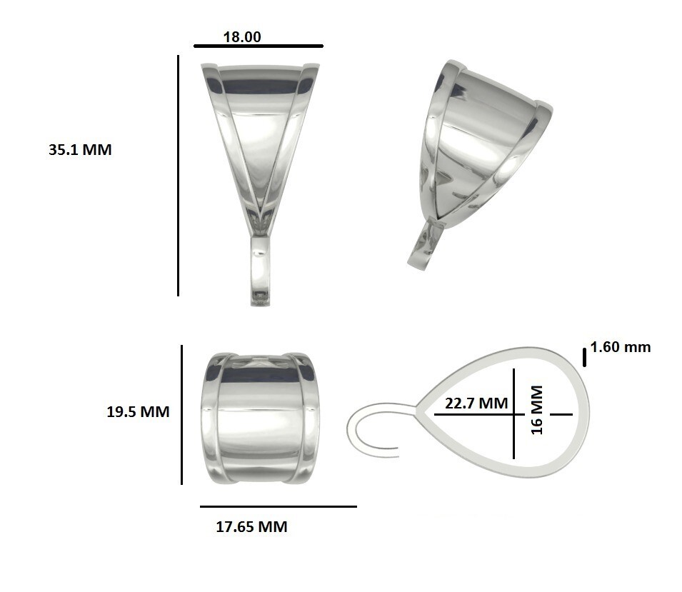 New XXX Huge Thick Solid Open Loop Bail 925 Sterling Silver Findings Repair 35mm