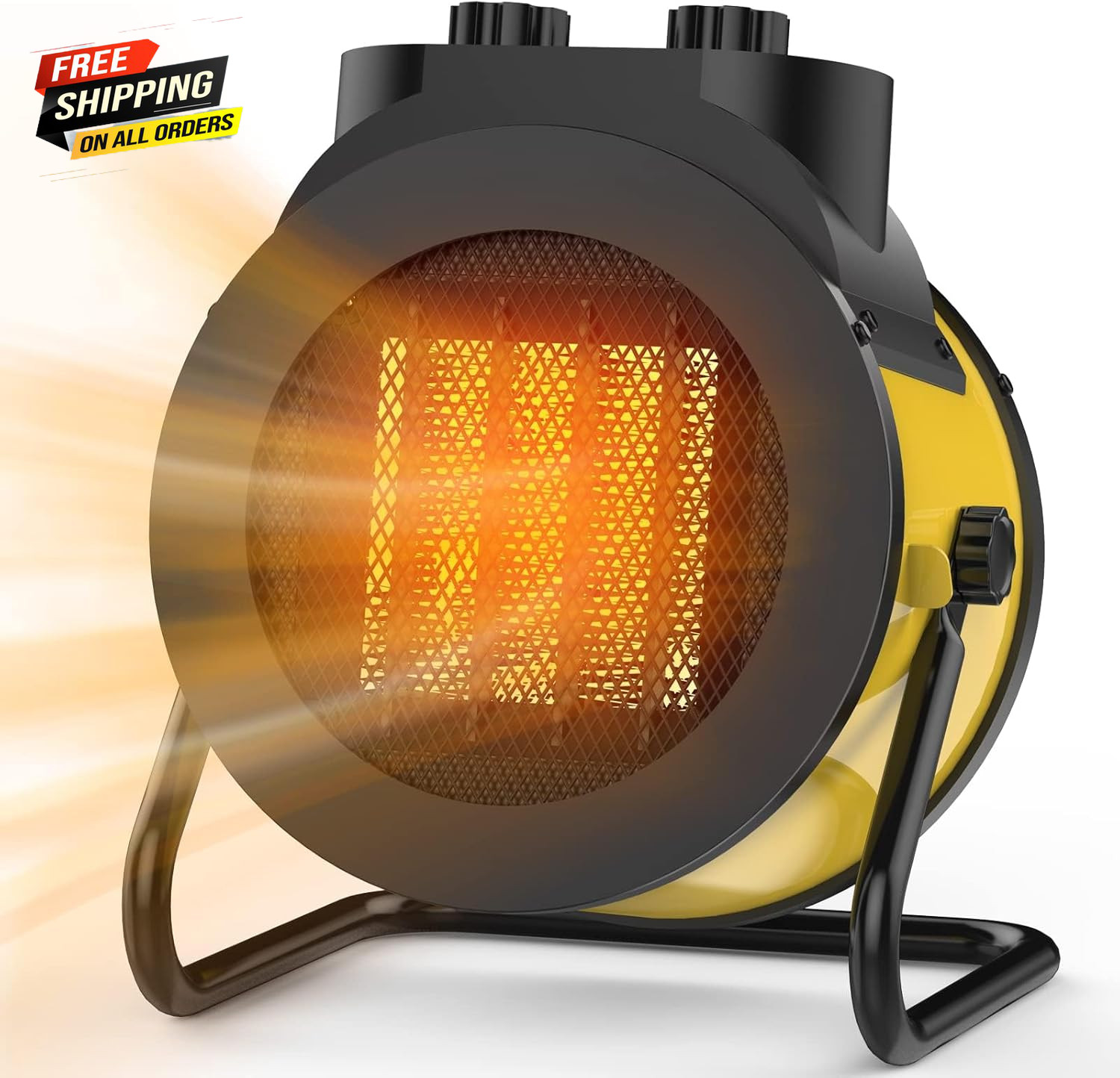 Space Heaters for Indoor Use, 1500W PTC Electric Heater (Yellow) ✅