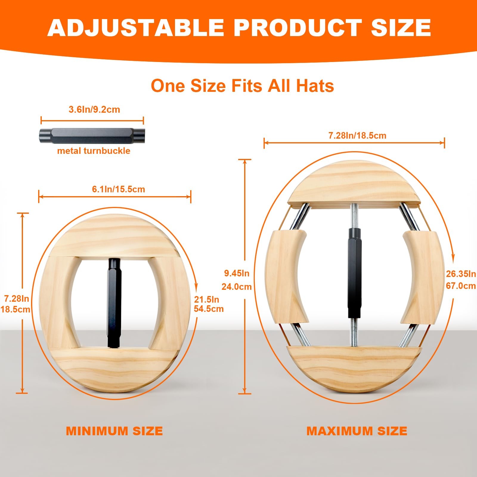 Hat Stretcher 4 Way, Hat Stretcher for Fitted Hats Size 6 7/8 to 8 1/2, Exten...