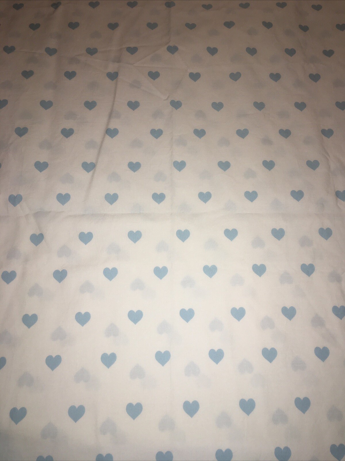 Pottery Barn Kids Organic Heart Twin Flat Sheet Blue & White Whimsical Cotton